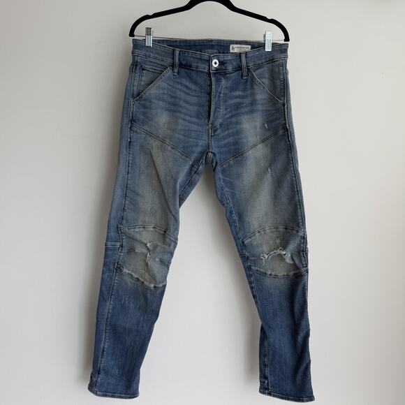 G-Star RAW Jeans Mens 32x32 5620 3D Slim Distressed Washout Moto Tapered Stretch - Picture 1 of 12